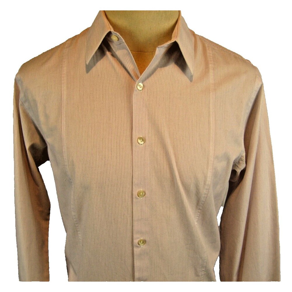 Mens Van Heusen Slim Fit Striped LS Cotton Blend Casual Shirt sz 15x34/35